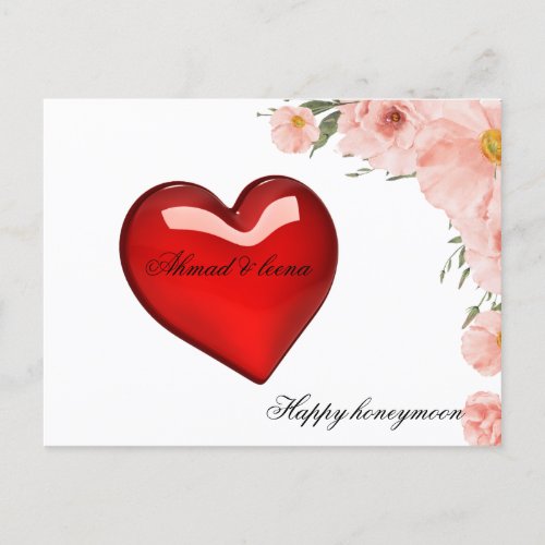 happy honeymoon postcard