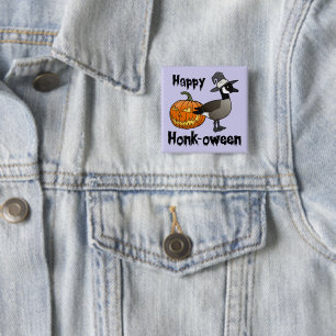 Happy Honk-oween Funny Canada Goose Halloween Button