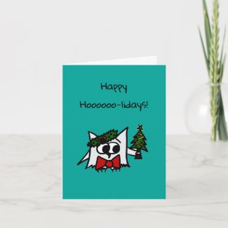 Happy Hoo-lidays Card with Tree and Wreath