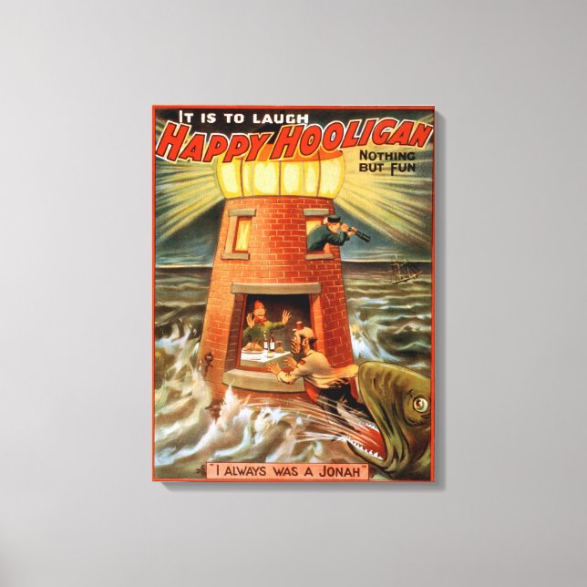 Happy Hooligan Lighthouse and Jonah Play Canvas Print (Front)
