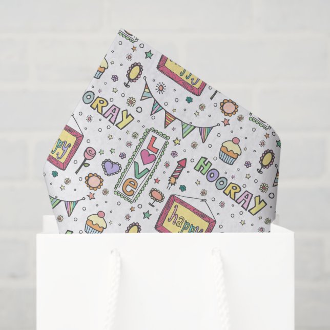 Happy Hooray Party Original Birthday Pattern Gift Tissue Paper (Gift Bag)