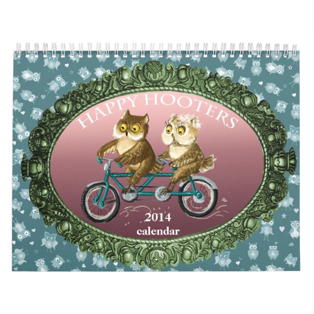 Happy hooters Owls funny seasons customizable 2014 Calendar (Cover)
