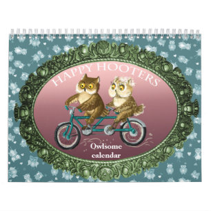Happy hooters Owls funny seasons customizable Calendar