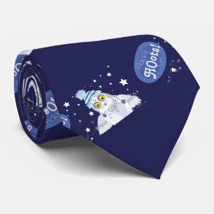 Happy Hoots Snowy Owl with Hat patterned Neck Tie