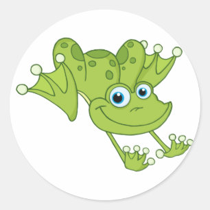 Happy Hopping Frog Classic Round Sticker