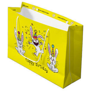 Happy Hoppy Birthday Bunny Rabbits Gift Bag Large