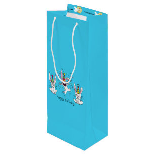 Happy Hoppy Birthday Bunny Rabbits Wine Gift Bag