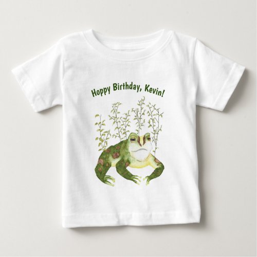 Happy Hoppy Birthday Pun Frog Baby T_Shirt