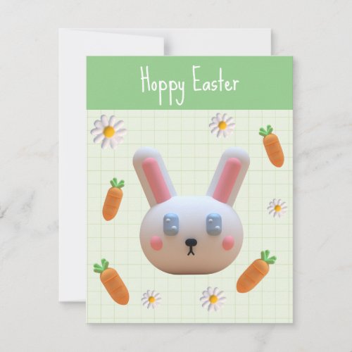Happy Hoppy Easter Cute Bunny with Carrot Holiday Card