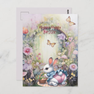 Happy Hoppy Easter Rabbit Eggs Postcard