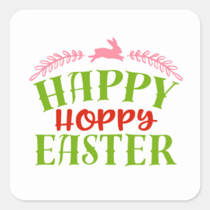 Happy Hoppy Easter word art Square Sticker