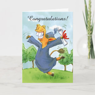 Happy horse cap graduation customizable card
