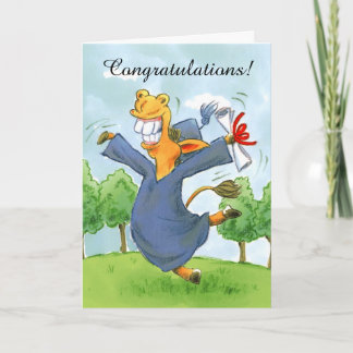 Happy horse cap graduation customizable card