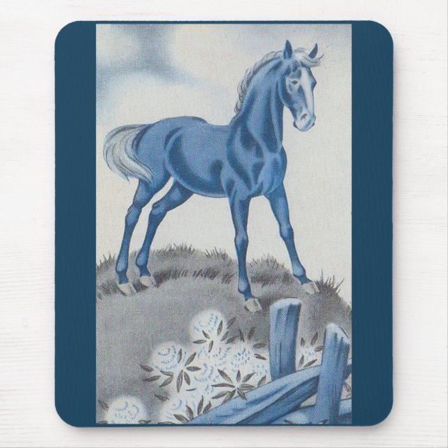 happy horse in blue mouse pad (Front)