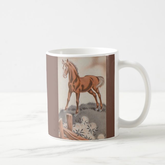 happy horse in brown coffee mug (Right)