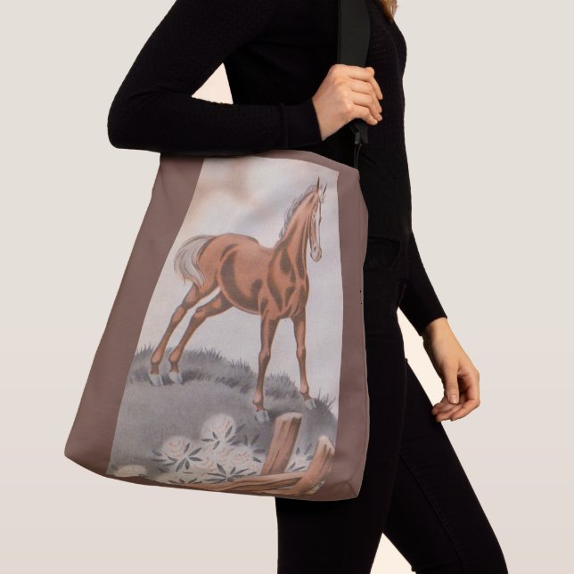 happy horse in brown crossbody bag (Close Up)