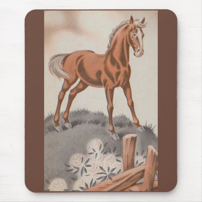happy horse in brown mouse pad (Front)
