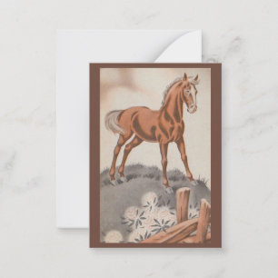 happy horse in brown note card