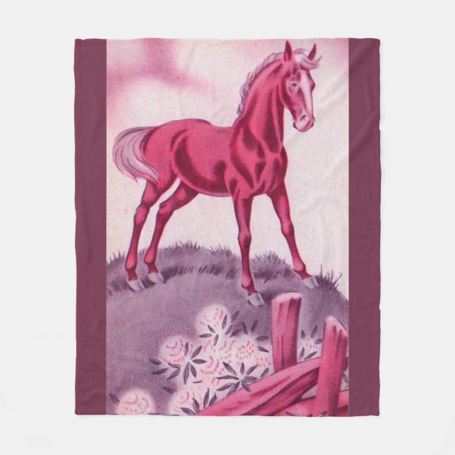 happy horse in pink fleece blanket (Front)