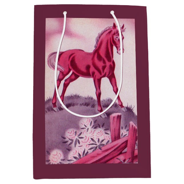 happy horse in pink medium gift bag (Front)