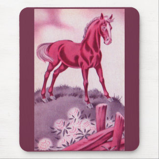 happy horse in pink mouse pad