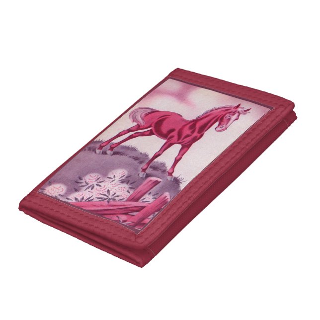 happy horse in pink trifold wallet (Bottom)