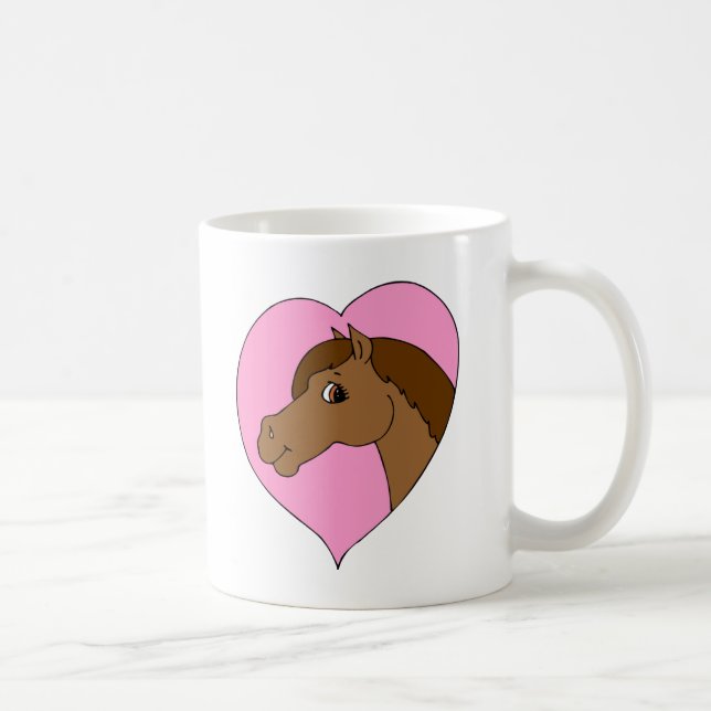 Happy Horse Pink Heart Pony Love Equine Theme Coffee Mug (Right)