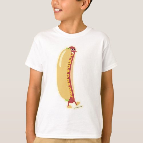 Happy Hot Dog Cartoon Pal Cute Art Design T_Shirt