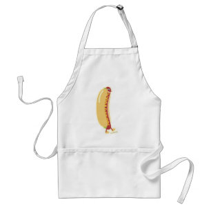 Happy Hot Dog Fun Cartoon Fun on Bun Adult Apron