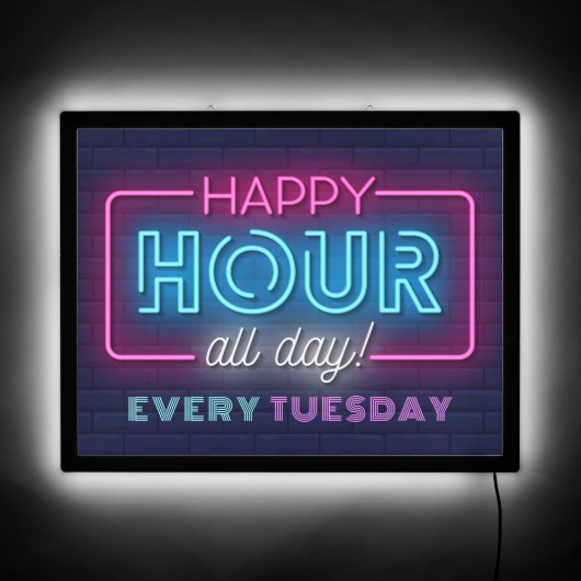 Happy Hour All Day Neon Sign Custom Text (Front)
