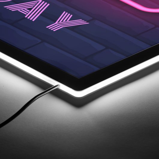 Happy Hour All Day Neon Sign Custom Text (Corner)