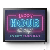 Happy Hour All Day Neon Sign Custom Text (Lights Off)