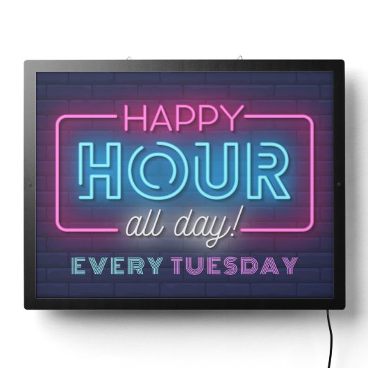 Happy Hour All Day Neon Sign Custom Text (Lights Off)