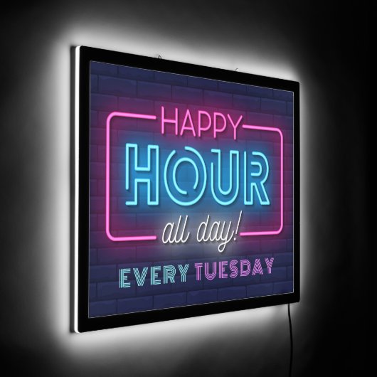 Happy Hour All Day Neon Sign Custom Text (Angle)