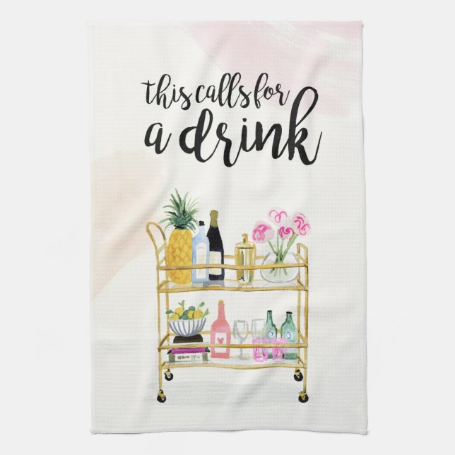 Happy Hour at Home II Kitchen Towel (Vertical)