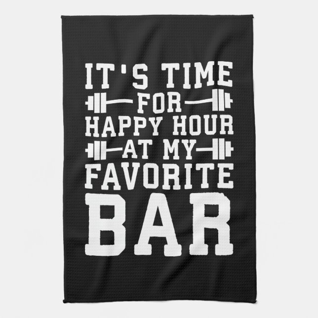 Happy Hour At My Favorite Bar - Gym Inspirational Towel (Vertical)