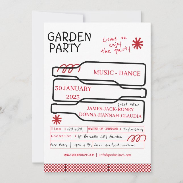 Happy Hour Bottle Garden Party Invitation (Front)