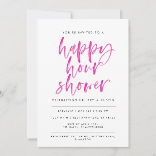 HAPPY HOUR BRIDAL SHOWER _ PINK INVITATION