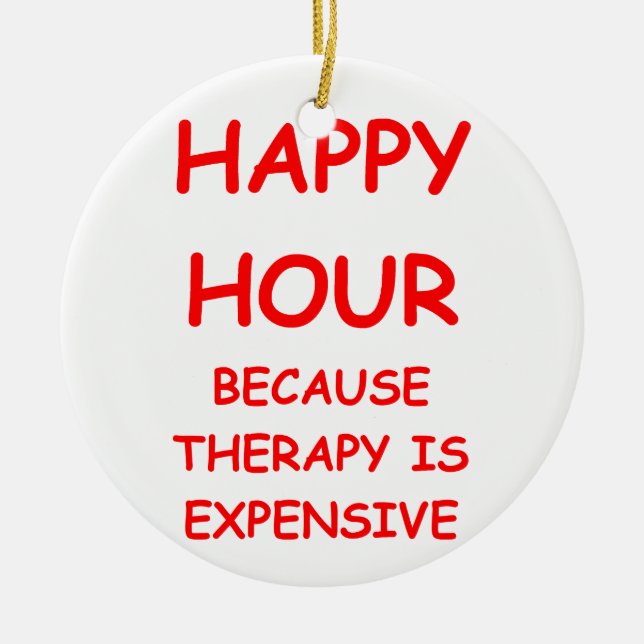 happy hour ceramic ornament (Front)