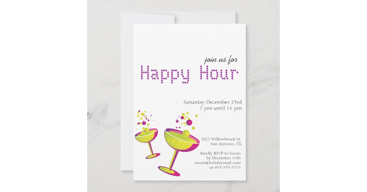 Happy Hour Cocktails Party Invite | Zazzle