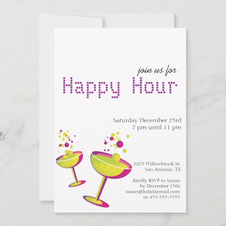 Happy Hour Cocktails Party Invite | Zazzle