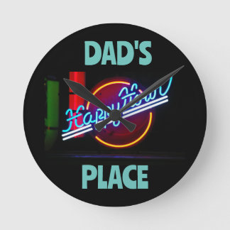 HAPPY HOUR CUSTOM DAD SIGN ROUND CLOCK
