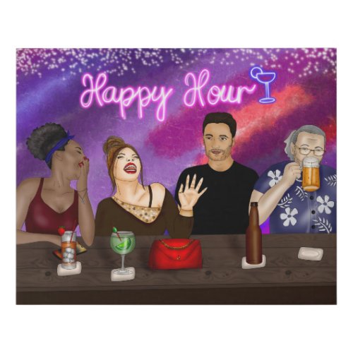 Happy Hour  Digital Art Faux Canvas Print