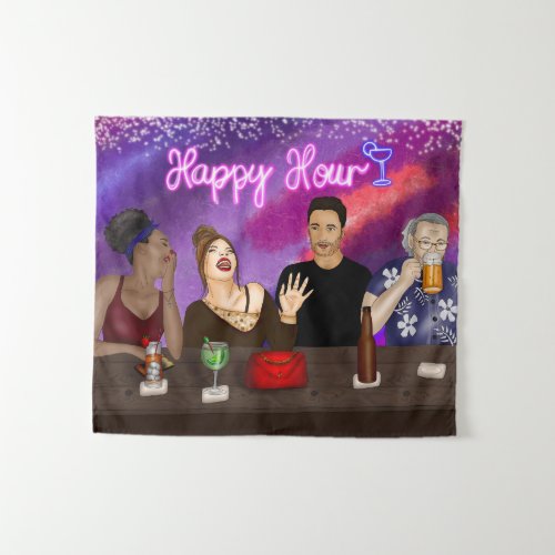 Happy Hour  Digital Art Tapestry
