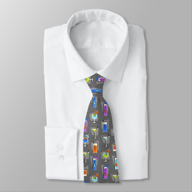 Happy Hour Fifties Cocktail Gray Tie (Tied)