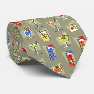 Happy Hour Fifties Cocktail Khaki Tie
