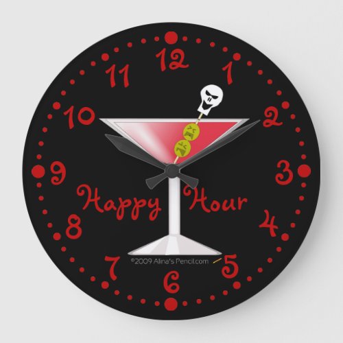 Happy Hour Funny Bloody Martini Clock w Minutes
