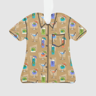 Happy Hour Hawaiian Tropical Drink Aloha Shirt Ornament