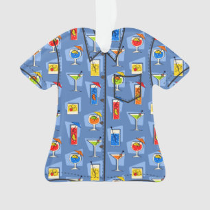 Happy Hour Hawaiian Tropical Drink Aloha Shirt Ornament