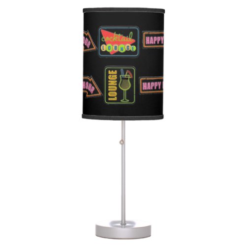 Happy Hour Hot Pink Cocktail Drink Party Sign Table Lamp